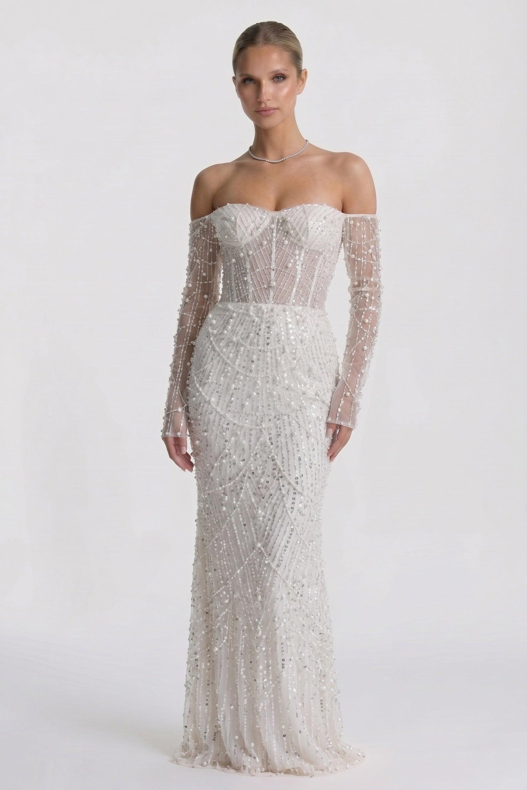 Trumpet-Mermaid Maxi Lace Little White Dress CG0323CW - 15 Days / Ivory / US0-UK2-EUR30 - COCOMELODY